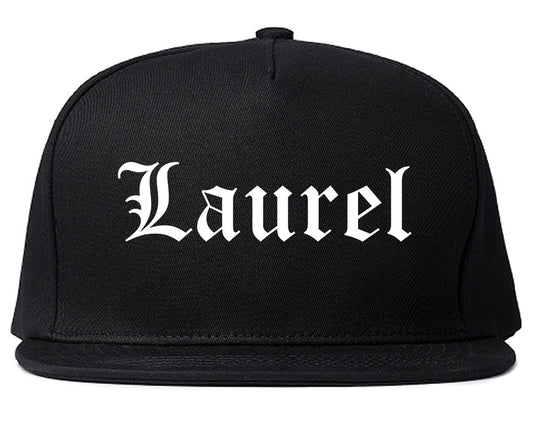 Laurel Montana MT Old English Mens Snapback Hat Black