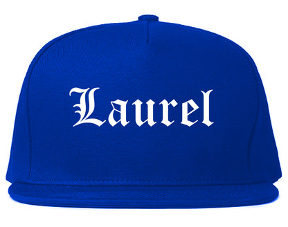 Laurel Montana MT Old English Mens Snapback Hat Royal Blue