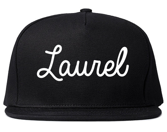 Laurel Montana MT Script Mens Snapback Hat Black