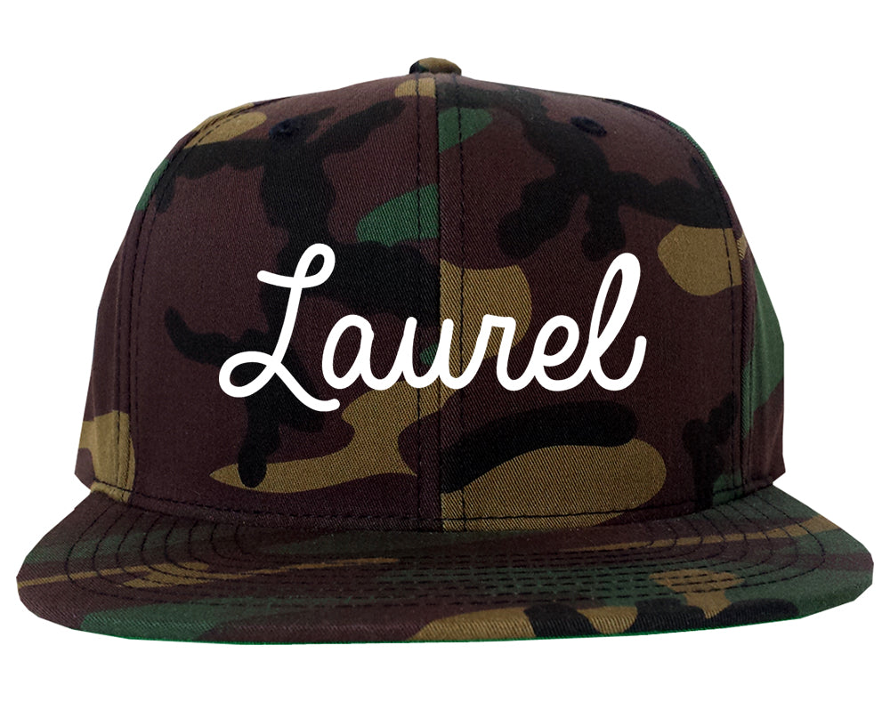Laurel Montana MT Script Mens Snapback Hat Army Camo