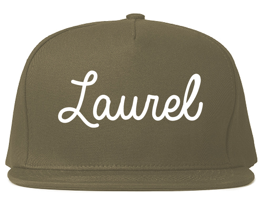 Laurel Montana MT Script Mens Snapback Hat Grey
