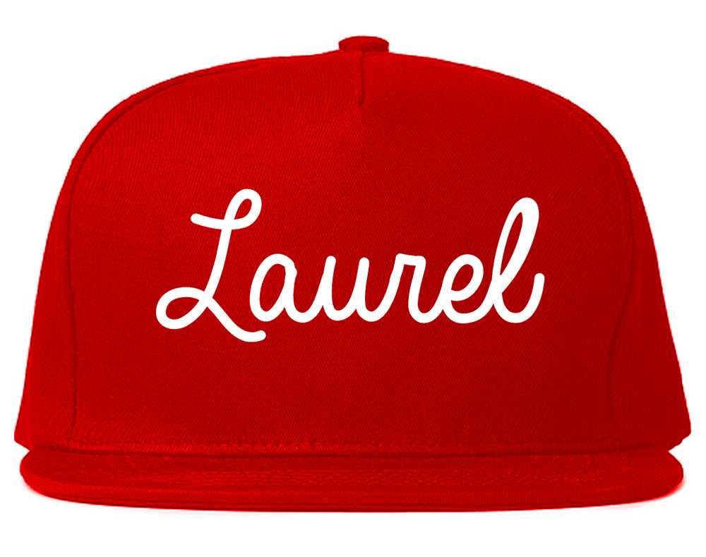 Laurel Montana MT Script Mens Snapback Hat Red
