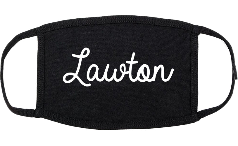 Lawton Oklahoma OK Script Cotton Face Mask Black