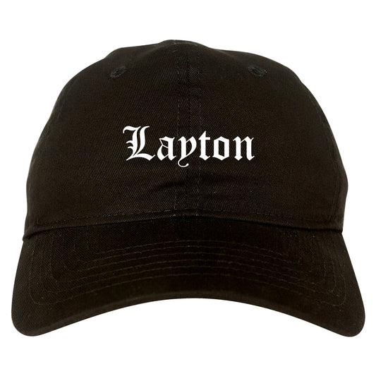 Layton Utah UT Old English Mens Dad Hat Baseball Cap Black