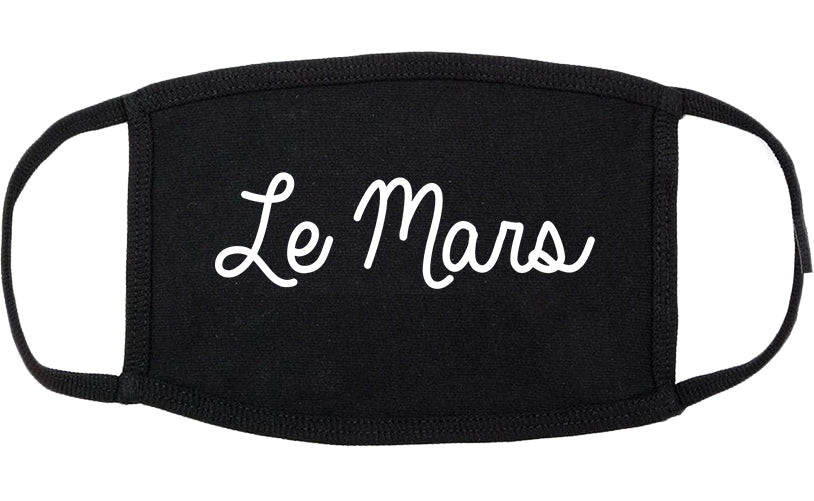 Le Mars Iowa IA Script Cotton Face Mask Black