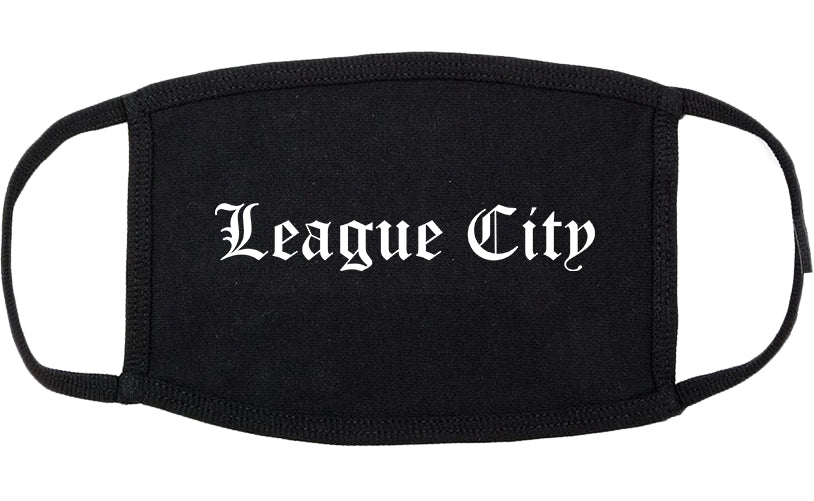 League City Texas TX Old English Cotton Face Mask Black