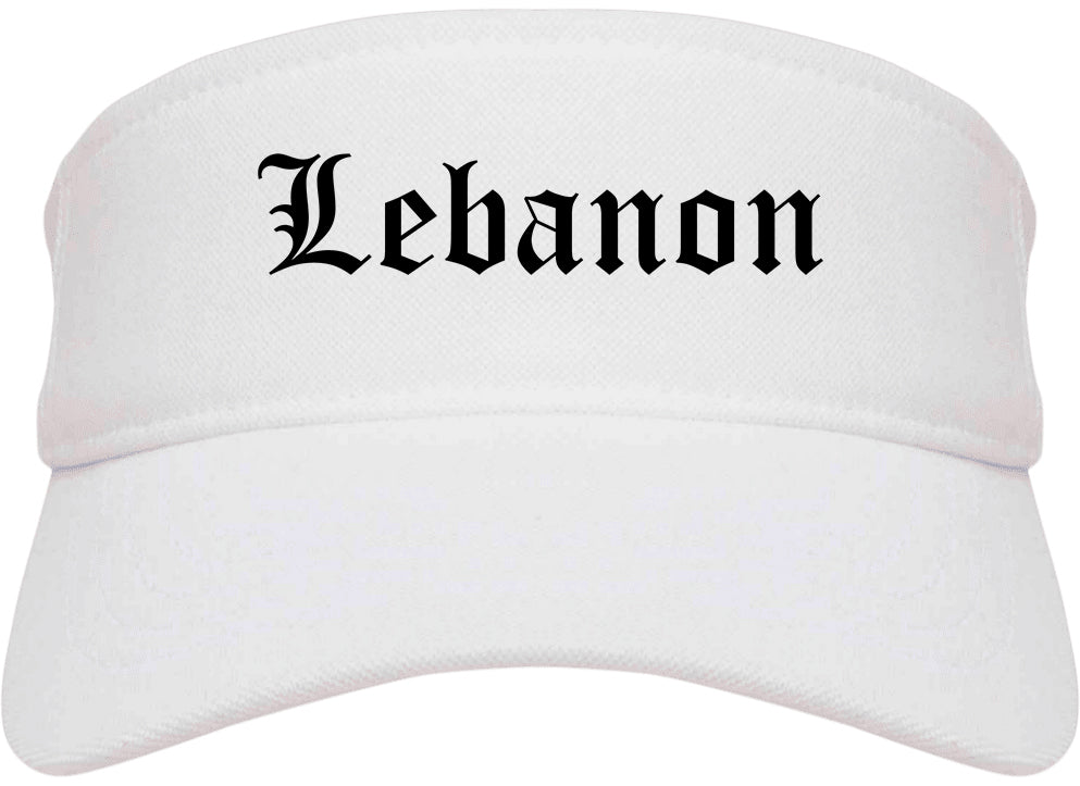 Lebanon Missouri MO Old English Mens Visor Cap Hat White