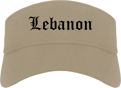 Lebanon New Hampshire NH Old English Mens Visor Cap Hat Khaki
