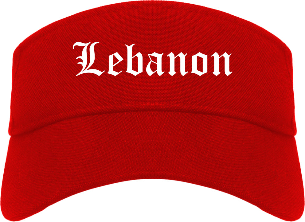 Lebanon New Hampshire NH Old English Mens Visor Cap Hat Red