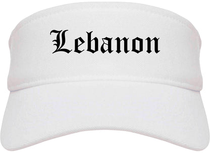 Lebanon New Hampshire NH Old English Mens Visor Cap Hat White