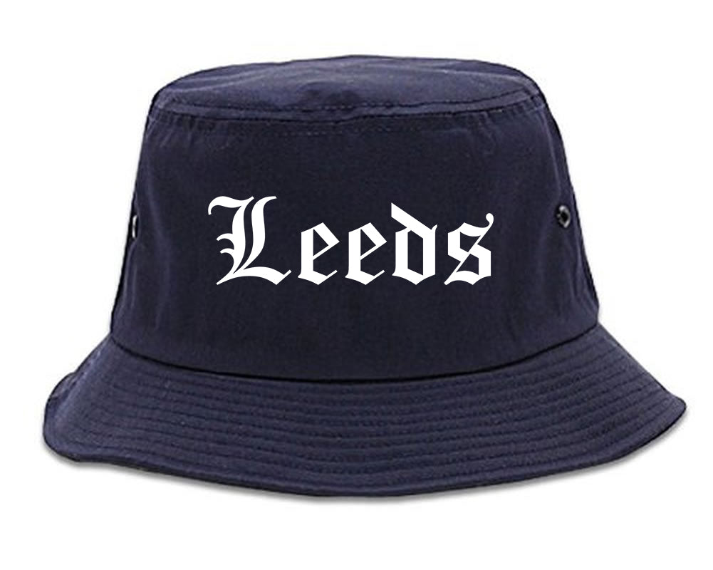 Leeds Alabama AL Old English Mens Bucket Hat Navy Blue