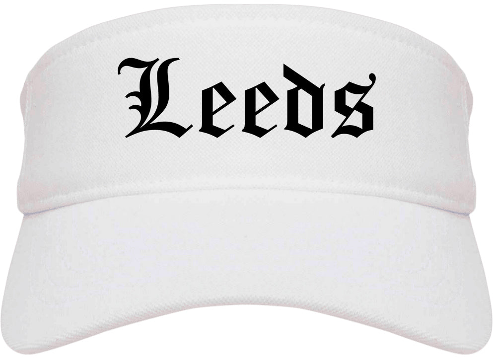 Leeds Alabama AL Old English Mens Visor Cap Hat White