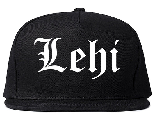 Lehi Utah UT Old English Mens Snapback Hat Black