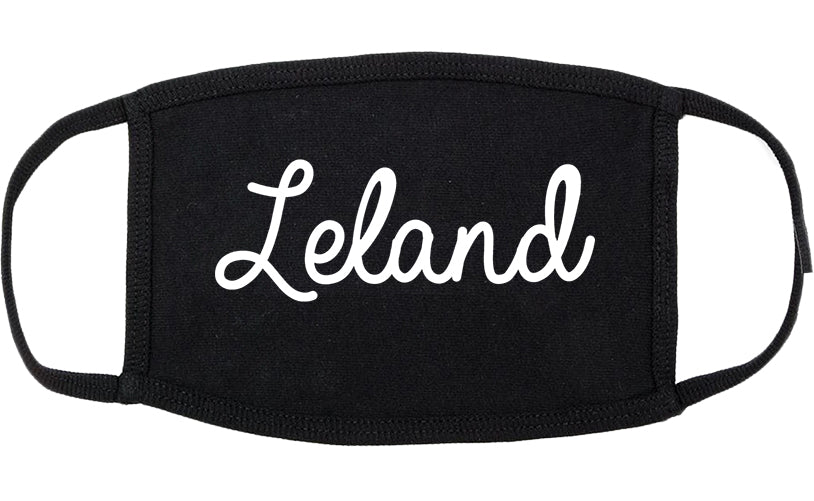 Leland North Carolina NC Script Cotton Face Mask Black