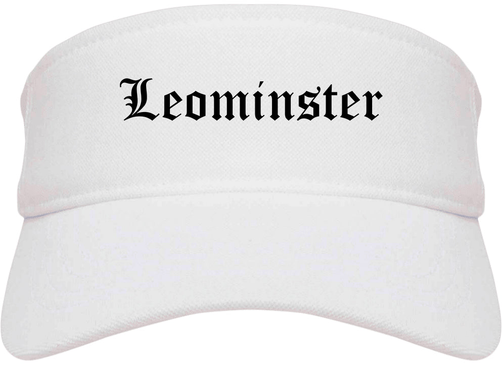 Leominster Massachusetts MA Old English Mens Visor Cap Hat White