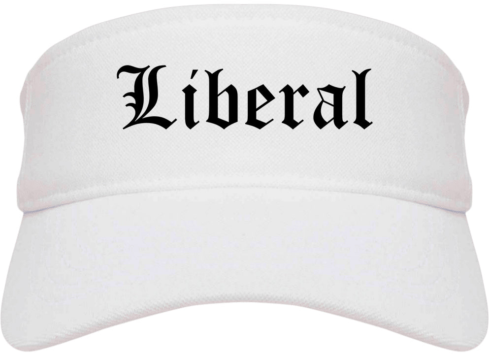 Liberal Kansas KS Old English Mens Visor Cap Hat White