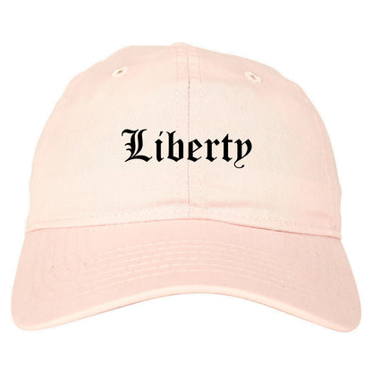 Liberty Missouri MO Old English Mens Dad Hat Baseball Cap Pink