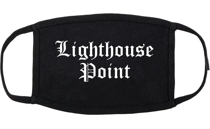 Lighthouse Point Florida FL Old English Cotton Face Mask Black