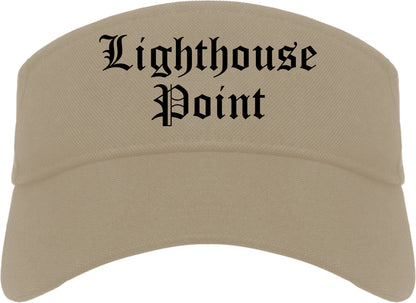 Lighthouse Point Florida FL Old English Mens Visor Cap Hat Khaki