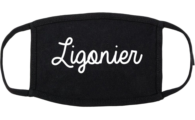 Ligonier Indiana IN Script Cotton Face Mask Black