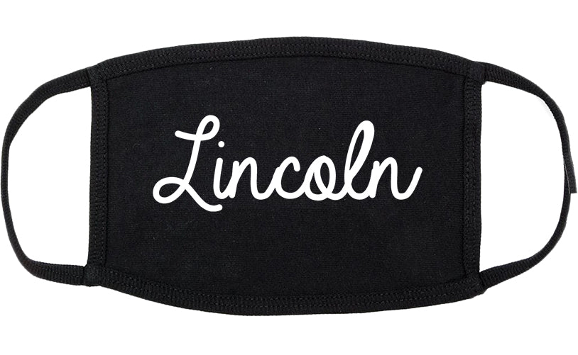 Lincoln Illinois IL Script Cotton Face Mask Black