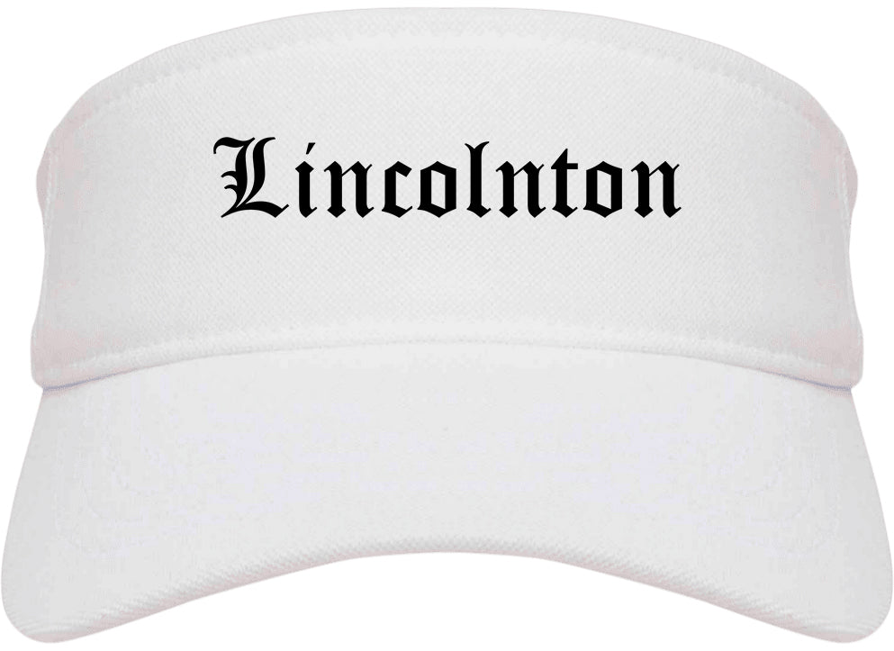 Lincolnton North Carolina NC Old English Mens Visor Cap Hat White