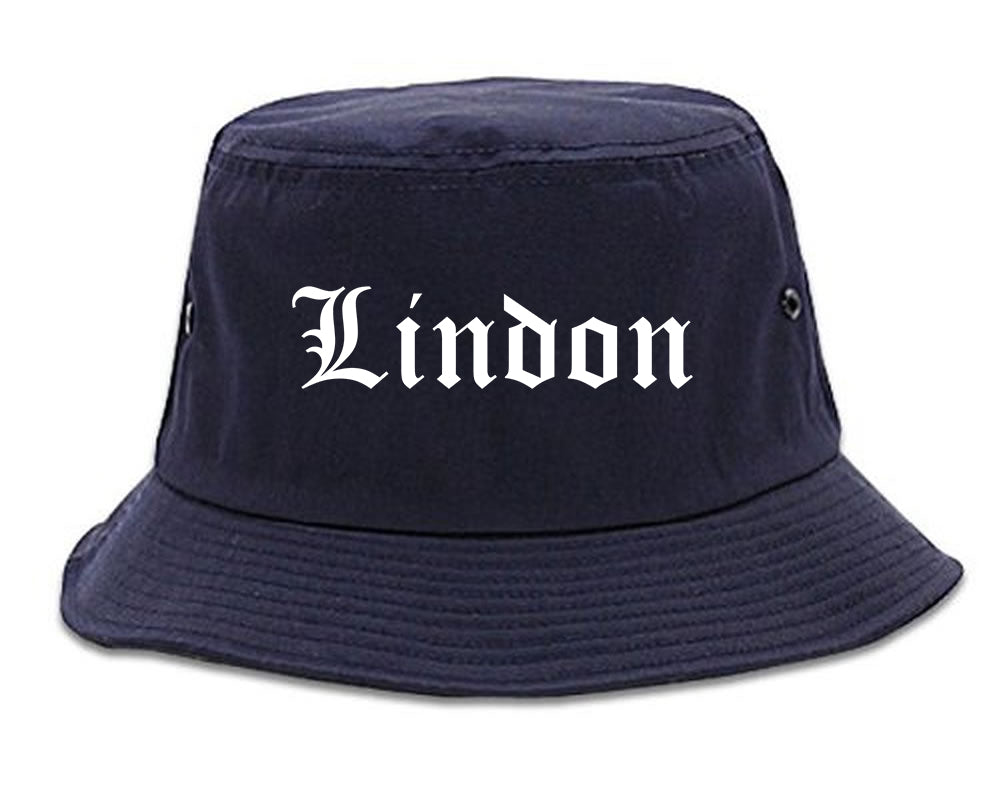 Lindon Utah UT Old English Mens Bucket Hat Navy Blue