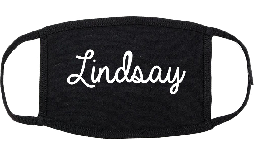 Lindsay California CA Script Cotton Face Mask Black
