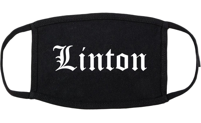 Linton Indiana IN Old English Cotton Face Mask Black