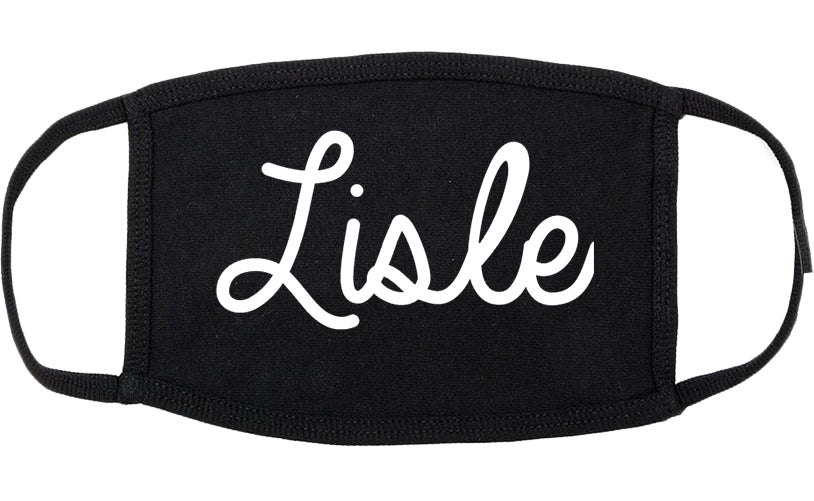 Lisle Illinois IL Script Cotton Face Mask Black