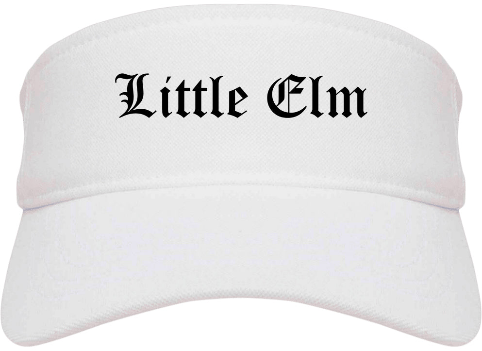 Little Elm Texas TX Old English Mens Visor Cap Hat White