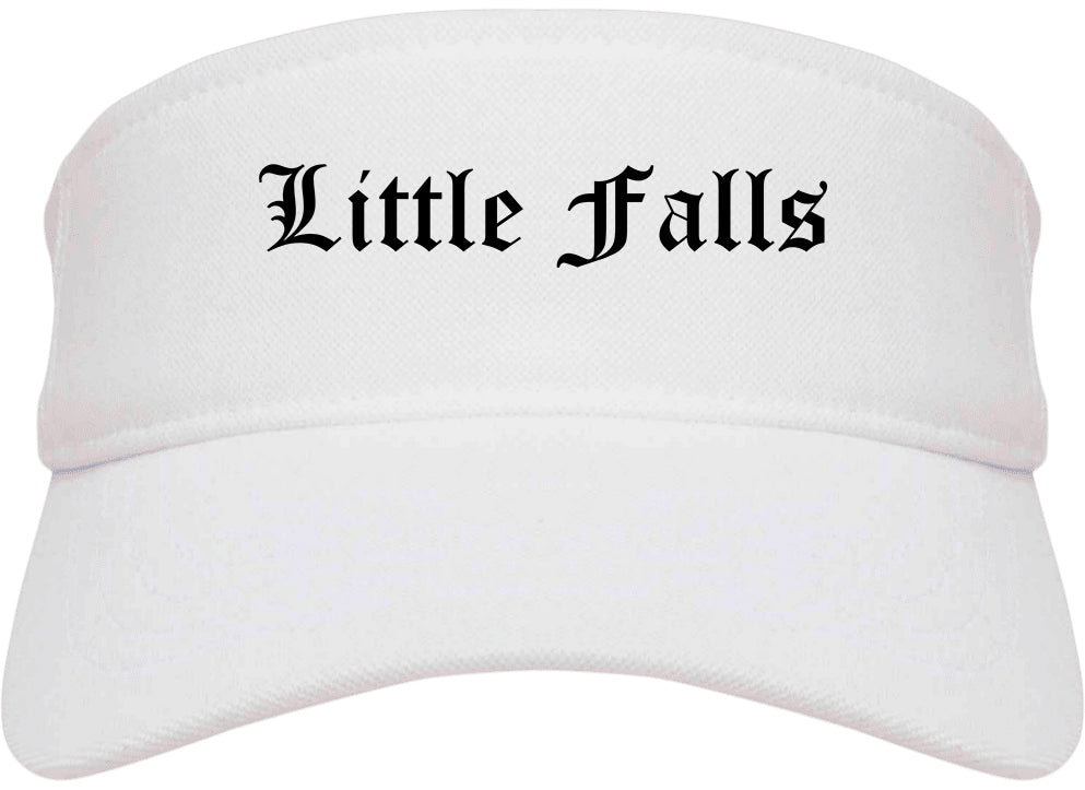 Little Falls New York NY Old English Mens Visor Cap Hat White