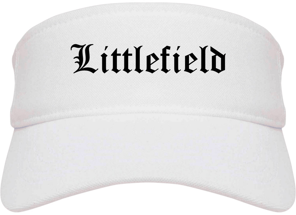 Littlefield Texas TX Old English Mens Visor Cap Hat White