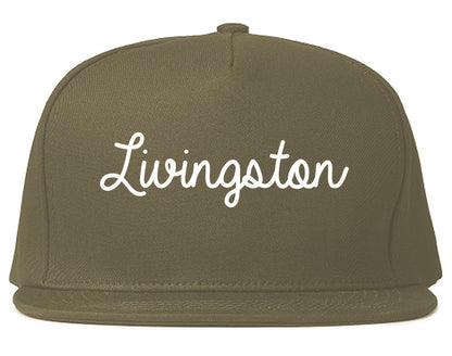 Livingston Montana MT Script Mens Snapback Hat Grey
