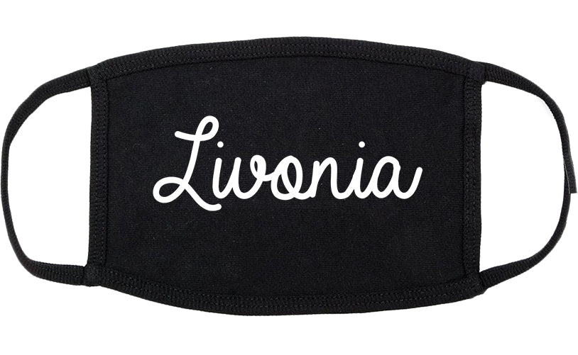 Livonia Michigan MI Script Cotton Face Mask Black