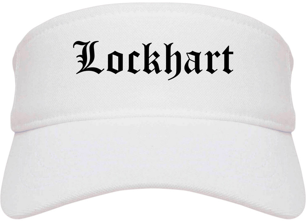 Lockhart Texas TX Old English Mens Visor Cap Hat White