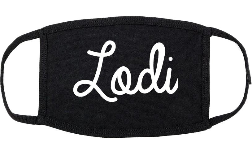 Lodi California CA Script Cotton Face Mask Black