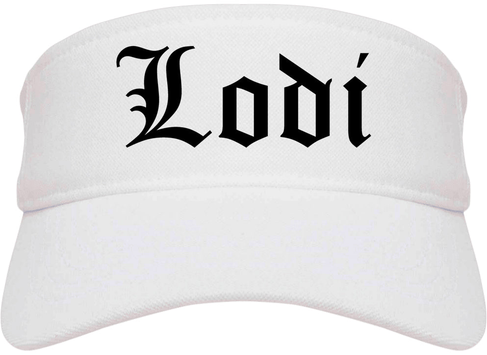 Lodi New Jersey NJ Old English Mens Visor Cap Hat White