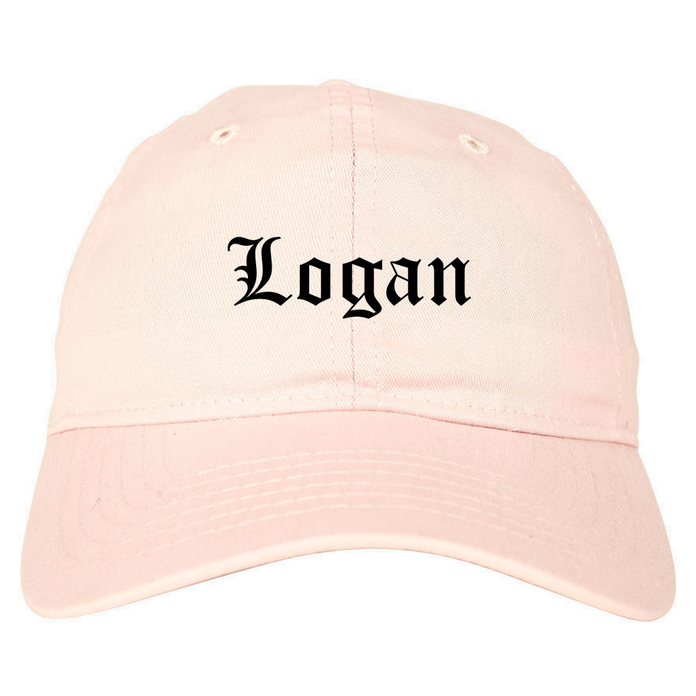 Logan Ohio OH Old English Mens Dad Hat Baseball Cap Pink