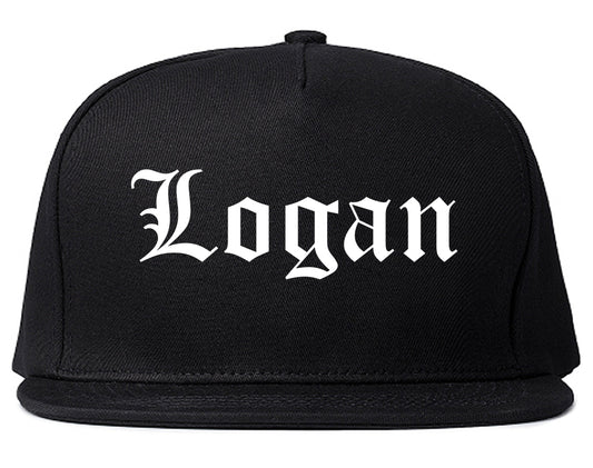 Logan Utah UT Old English Mens Snapback Hat Black