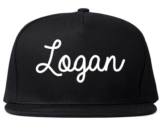 Logan Utah UT Script Mens Snapback Hat Black