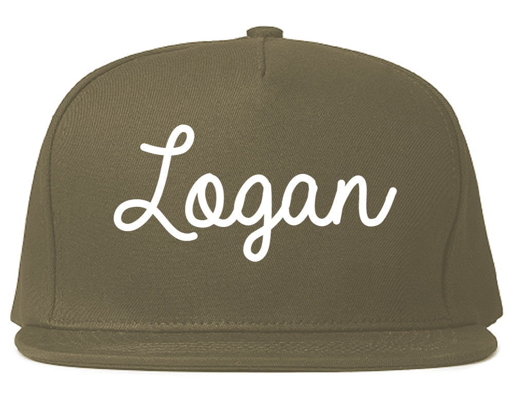Logan Utah UT Script Mens Snapback Hat Grey