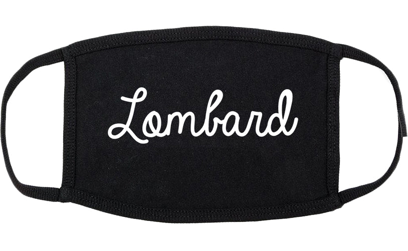 Lombard Illinois IL Script Cotton Face Mask Black