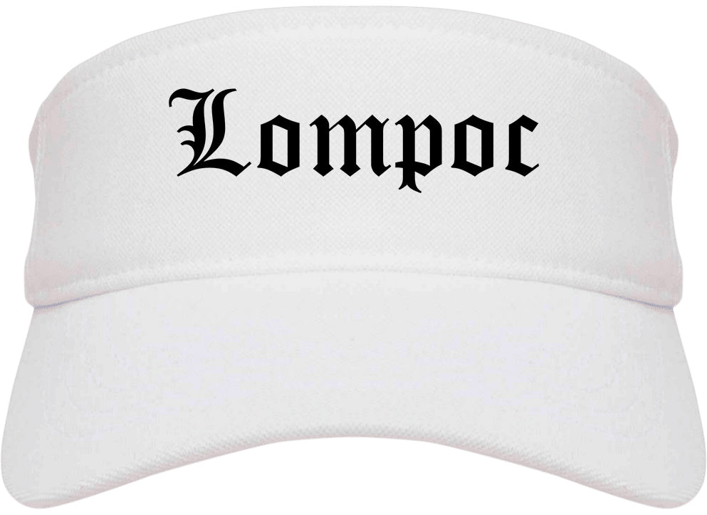 Lompoc California CA Old English Mens Visor Cap Hat White