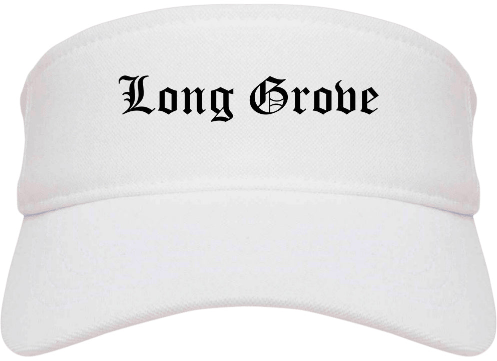Long Grove Illinois IL Old English Mens Visor Cap Hat White
