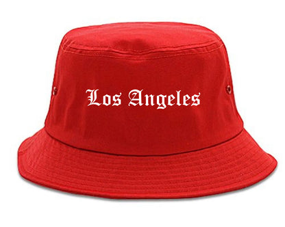 Los Angeles California CA Old English Mens Bucket Hat Red
