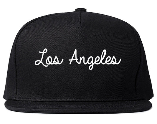 Los Angeles California CA Script Mens Snapback Hat Black