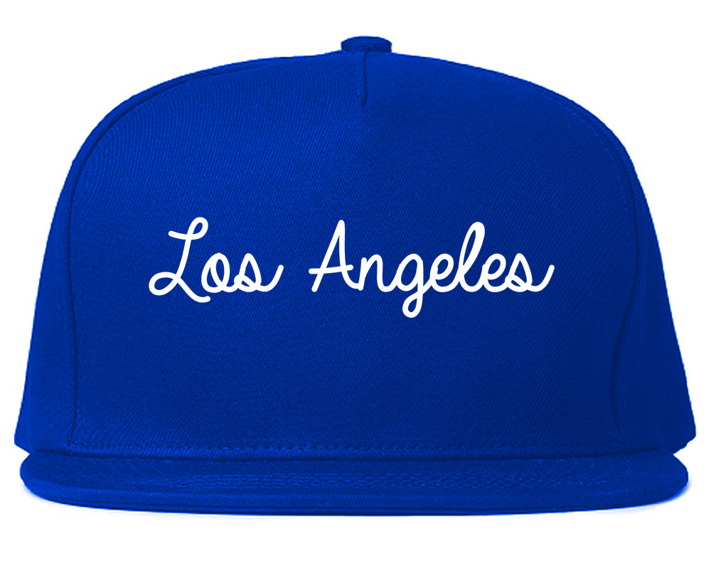 Los Angeles California CA Script Mens Snapback Hat Royal Blue