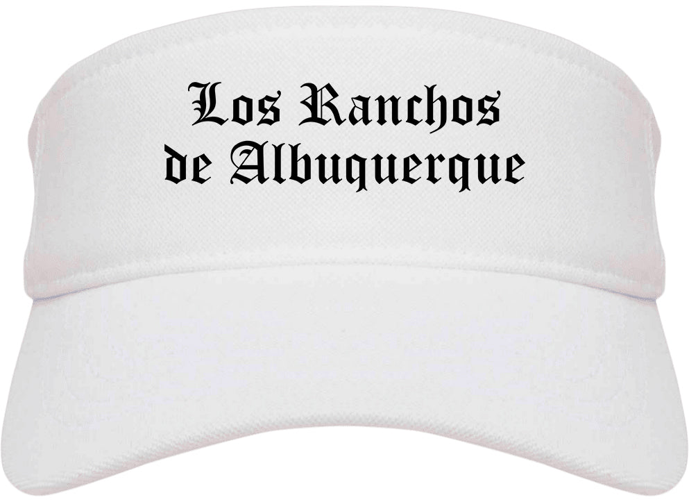 Los Ranchos de Albuquerque New Mexico NM Old English Mens Visor Cap Hat White