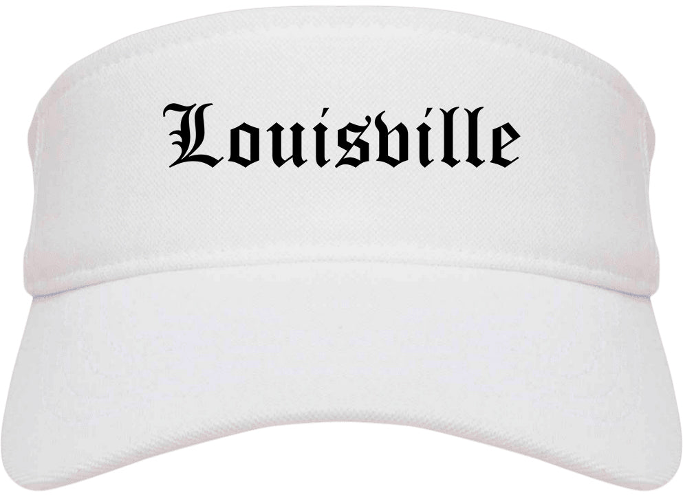 Louisville Mississippi MS Old English Mens Visor Cap Hat White